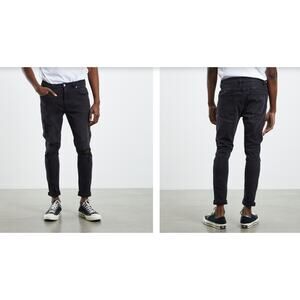 Abrand Dropped Skinny Jeans Debaser Gray Black Shred Distressed Pocket Size 29